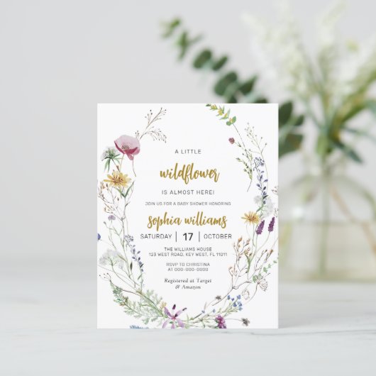 Papier Invitation du Fleur sauvage Boho Budget (Debout devant)