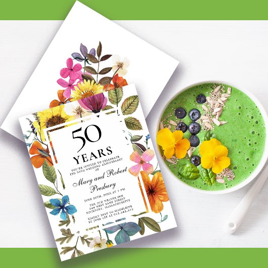 Papier Invitation du Fleur sauvage du budget 50e annivers