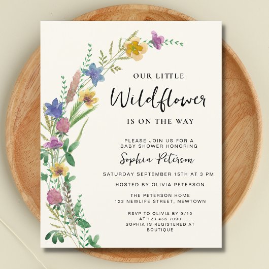 Papier Invitation du Fleur sauvage du budget Boho Baby sh
