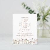 Papier Invitation du Fleur sauvage du budget Boho Baby sh (Debout devant)