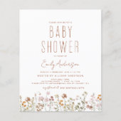 Papier Invitation du Fleur sauvage du budget Boho Baby sh (Devant)