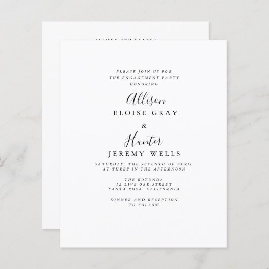 Papier Invitation du groupe d'engagement élégant (Devant / Derrière)
