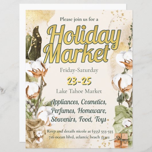 Papier Invitation du marché de Noël (Devant / Derrière)