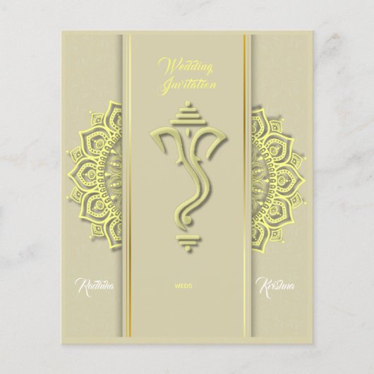 Papier Invitation du mariage indien hindou Budget Ganesha (Devant)