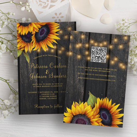 Papier Invitation du mariage rustique Budget QR CODE