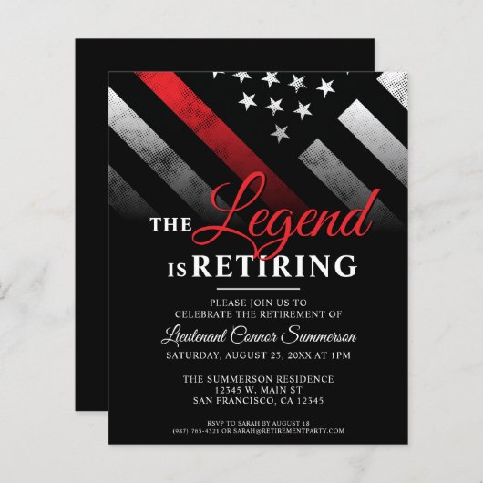 Papier Invitation du parti de retraite des pompiers du bu (Devant / Derrière)