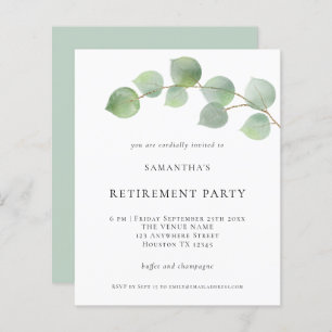Papier Invitation du parti de retraite Eucalyptus budget