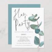 Papier Invitation du parti Eucalyptus Leaf Hen Budget (Devant / Derrière)