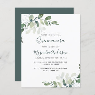 Papier Invitation du parti Eucalyptus Quinceanera BUDGET