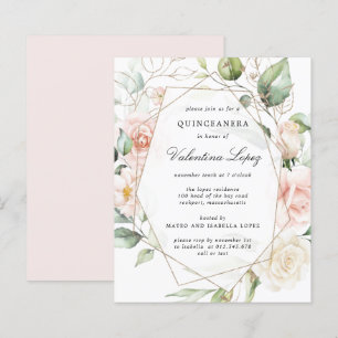 Papier Invitation du parti Quinceanera Floral Rose Budget