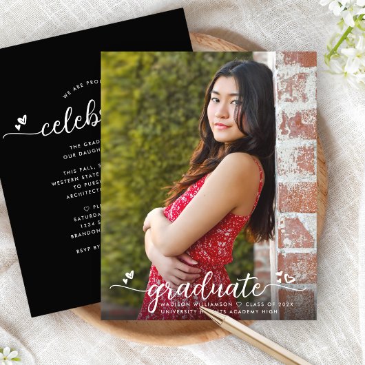 Papier Invitation du script de graduation de photo du bud