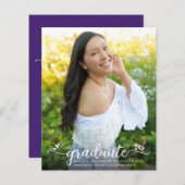 Papier Invitation du script de graduation photo violet bu (Devant / Derrière)