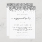 Papier Invitation du script de Parties scintillant argent (Devant / Derrière)