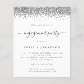 Papier Invitation du script de Parties scintillant argent (Devant)
