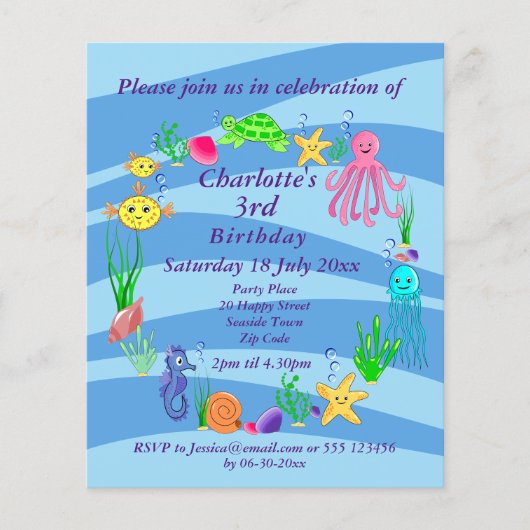 Papier Invitation du Sea Life Party (Devant)