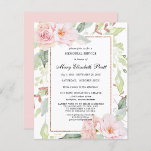 Papier Invitation du service commémoratif Floral Rose Bud