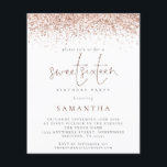 Papier Invitation du Sweet sixteen de Parties scintillant<br><div class="desc">VEUILLEZ NOTER Il y a deux options sur papier pour cette taille (4, 5 x 5, 6 po) dans la plage Budget. Pour ce produit, je recommande vivement le semi-brillant qui est un stock de carte de 110 gsm, d'épaisseur similaire à une carte postale. L'option Satin est un papier beaucoup...</div>