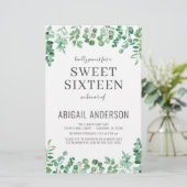 Papier Invitation du Sweet sixteen Eucalyptus Budget (Debout devant)