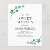 Papier Invitation du Sweet sixteen Eucalyptus Budget (Devant)