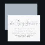 Papier Invitation du Wedding shower de calligraphie bleu<br><div class="desc">Célébrez le couple marié ou heureux avec cette invitation wedding shower personnalisable, avec l'expression "wedding shower" dans un script lunatique. Parfait pour les douches nuptiales, les douches à carreaux modernes ou les réunions avant-mariage élégantes, ce faire-part de mariage ajoute une touche de personnalité et de charme à votre événement spécial....</div>