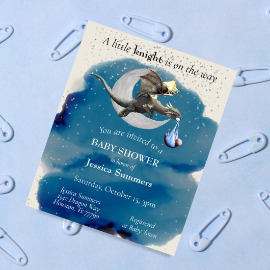 Papier Invitation d'un petit Baby shower de dragon cheval