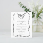 Papier Invitation Elegant Black & White Bow (Debout devant)