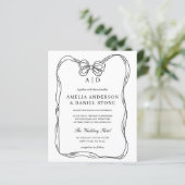 Papier Invitation Elegant Black & White Bow (Debout devant)