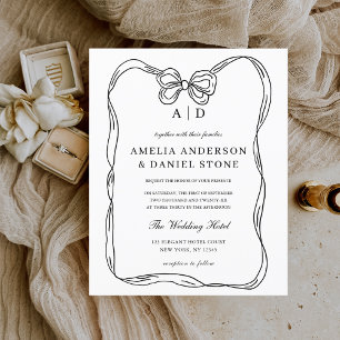 Papier Invitation Elegant Black & White Bow