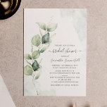 Papier Invitation Elegant Eucalyptus Bridal Shower<br><div class="desc">Fête des mariées aquarelle Eucalyptus Script Floral Invitation avec un design botanique minimaliste moderne sur un arrière - plan blanc avec typographie populaire, vous pouvez facilement éditer. CONSEIL : Consultez ci-dessous pour d'autres événements de préparation mariage et pré-mariage, y compris les invitations à la douche de la nuptiale, cartes de...</div>