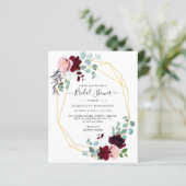 Papier Invitation élégante de shower floral de mariage (Debout devant)