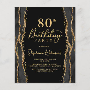 Papier Invitation élégante et économique pour 80 ans avec