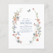 Papier Invitation Élégante Fleur sauvage de douche nuptia (Devant)