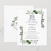 Papier Invitation élégante pour les 25 ans de mariage Bud (Devant / Derrière)
