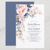 Papier Invitation Élégante Rose Floral Douche nuptiale (Devant / Derrière)