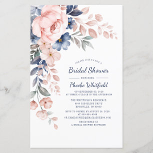 Papier Invitation Élégante Rose Floral Douche nuptiale