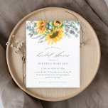 Papier Invitation Élégante Sunflower Bridal Shower Budget<br><div class="desc">Une jolie invitation à la douche nuptiale fleurie automne avec tournesol aquarelle et bouquet d'eucalyptus. Cliquez sur le bouton Modifier pour customiser cette conception.</div>