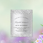 Papier Invitation étincelle de parties scintillant argent<br><div class="desc">Pour une soirée élégante de 40ème anniversaire (ou tout âge). Un arrière - plan métallique à l'aspect faux argenté. Décoré de faux parties scintillant. Personnalisez et ajoutez un nom et des détails du parti. Le nom est écrit avec un script de style manuscrit</div>