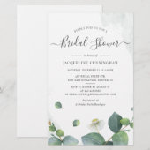 Papier Invitation Eucalyptus Script Bridal Douche (Devant / Derrière)