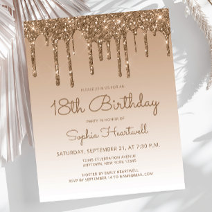 Papier Invitation fête d'anniversaire 18 ans Budget Glitt