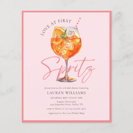 Papier Invitation Fête des mariées Aperol Spritz couleur (Devant)