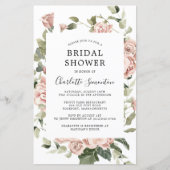 Papier Invitation Fête des mariées Budget Rose Floral Euc (Devant)