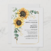 Papier Invitation Fête des mariées Budget Sunflower Eucal (Devant / Derrière)