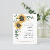 Papier Invitation Fête des mariées Budget Sunflower Eucal (Debout devant)