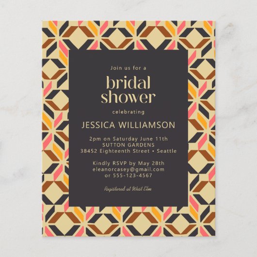 Papier Invitation Fête des mariées budgétaire - Art Déco  (Devant)