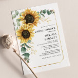 Papier Invitation Fête des mariées de tournesol Eucalyptu<br><div class="desc">Créez une carte d'invitation à la douche nuptiale fleurie de tournesol moderne avec ce modèle mignon avec un beau bouquet fleuri rustique avec une typographie simple et moderne. CONSEIL : Des cartes de suite mariage comme RSVP, des programmes de mariage, des bannières, des tapisseries, des étiquettes cadeaux, des affiches, et...</div>