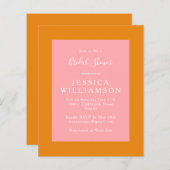 Papier Invitation Fête des mariées rose simple Budget (Devant / Derrière)