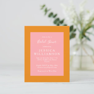 Papier Invitation Fête des mariées rose simple Budget