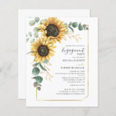 Papier Invitation Fiançailles Budget Sunflower Eucalyptus (Devant / Derrière)