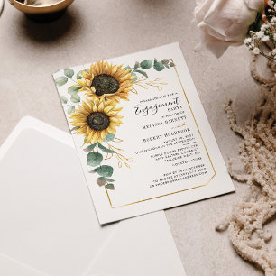 Papier Invitation Fiançailles Budget Sunflower Eucalyptus