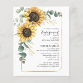 Papier Invitation Fiançailles Budget Sunflower Eucalyptus (Devant)